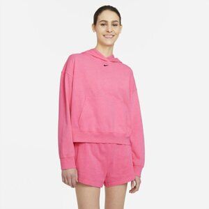 Nike Women's Sportswear Washed Hoodie, Pink, Plus Size 2XL